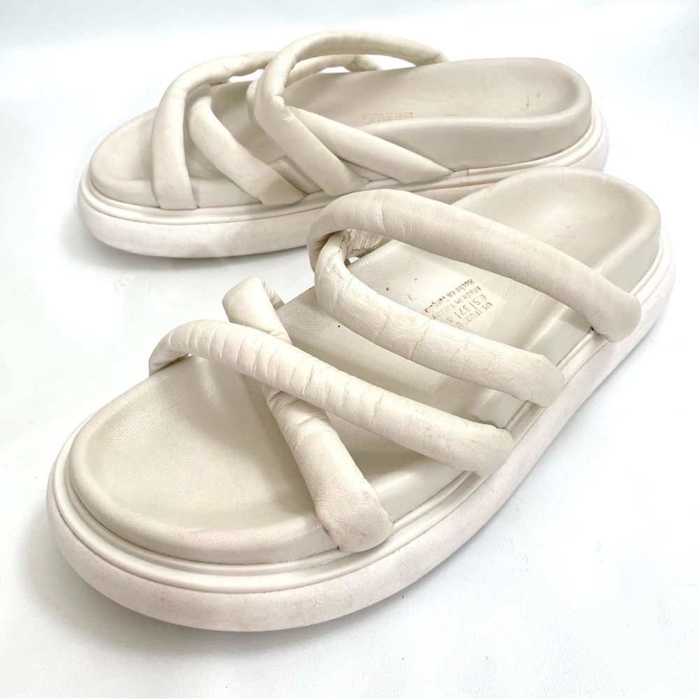 Aldo Platform Chunky Sandals 6.5 Off White Strappy Flat Womens